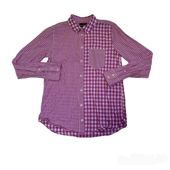 J.Crew Tops - J.Crew Womens Lilac Gingham Plaid Button Up 4